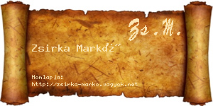 Zsirka Markó névjegykártya
